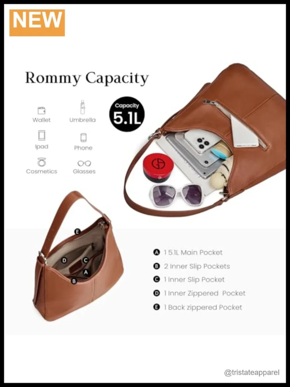 Genuine Leather Hobo Bag with Adjustable Strap - Roomy Handbag